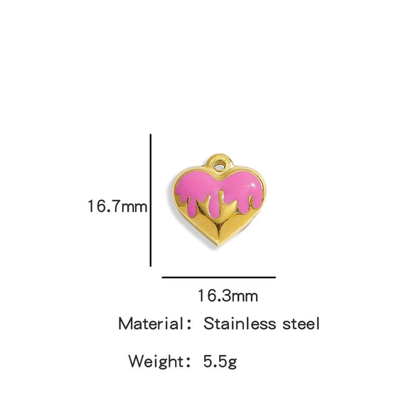 Wholesale Stainless Steel Love Peach Heart Pendant Jewelry Accessories With Oil Dropping Pattern Handmade