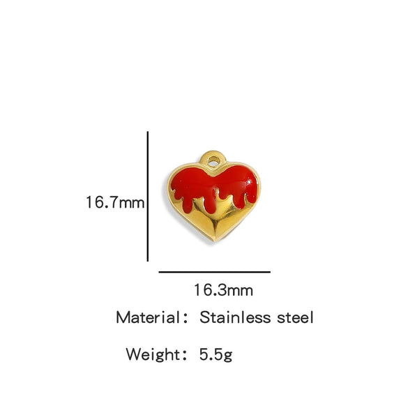 Wholesale Stainless Steel Love Peach Heart Pendant Jewelry Accessories With Oil Dropping Pattern Handmade