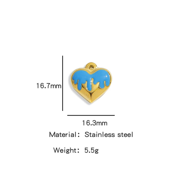 Wholesale Stainless Steel Love Peach Heart Pendant Jewelry Accessories With Oil Dropping Pattern Handmade