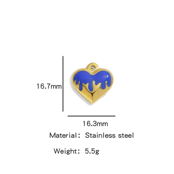 Wholesale Stainless Steel Love Peach Heart Pendant Jewelry Accessories With Oil Dropping Pattern Handmade