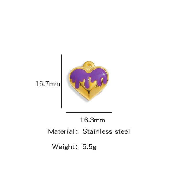 Wholesale Stainless Steel Love Peach Heart Pendant Jewelry Accessories With Oil Dropping Pattern Handmade