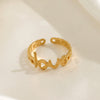 Wholesale Stainless Steel Love Ring For Women 18K Gold Plated Open Adjustable With Letter Pattern