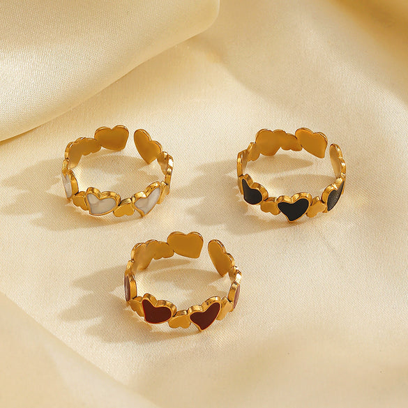 Wholesale Stainless Steel Love Ring With Retro Design 18K Gold Plated Heart Shaped For Ladies