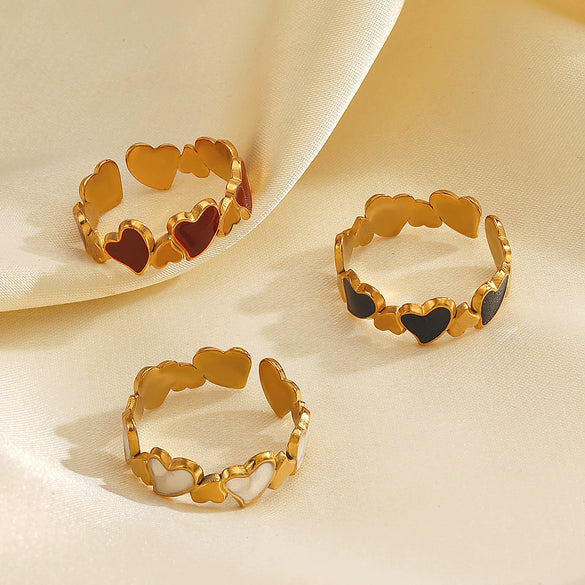 Wholesale Stainless Steel Love Ring With Retro Design 18K Gold Plated Heart Shaped For Ladies