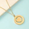 Wholesale Stainless Steel Love Rotatable Double Round Necklace Jewelry Clavicle Chain With Geometric Style