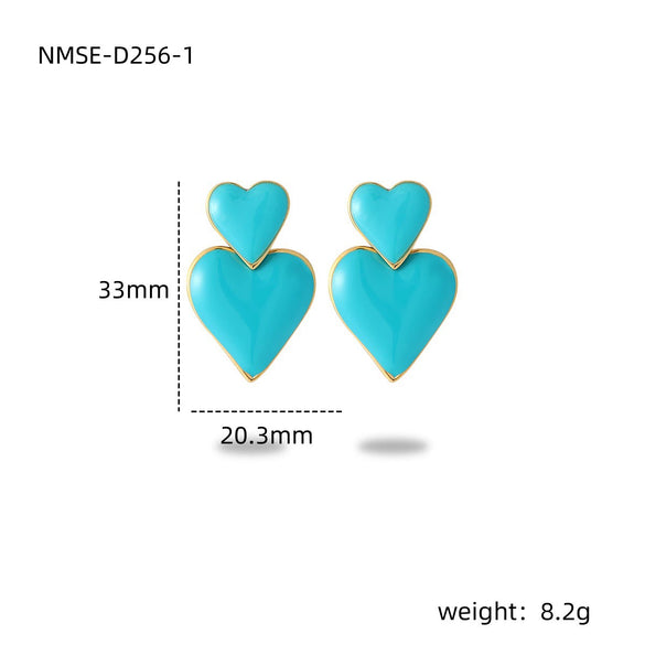 Wholesale Stainless Steel Love Shaped Electroplated Fashionable Women's Earrings