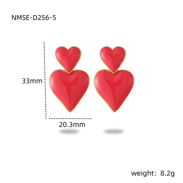 Wholesale Stainless Steel Love Shaped Electroplated Fashionable Women's Earrings