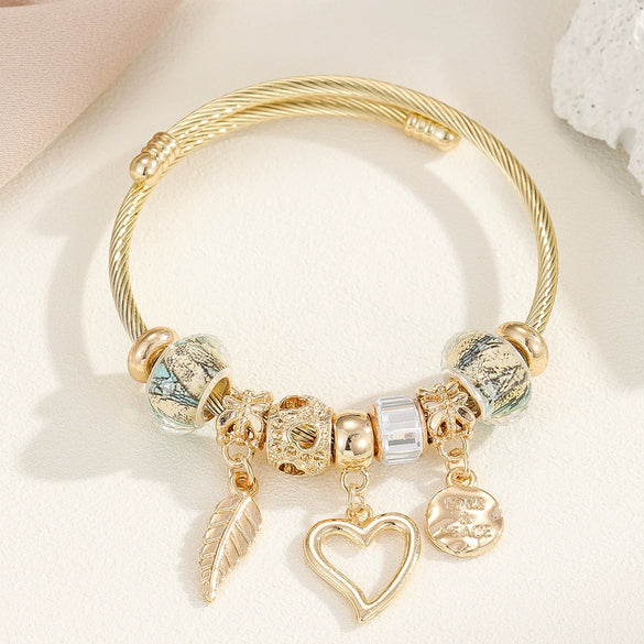 Wholesale Stainless Steel Love Swan Pendant Beaded Bracelet For Women With Diamond Design And Treatment
