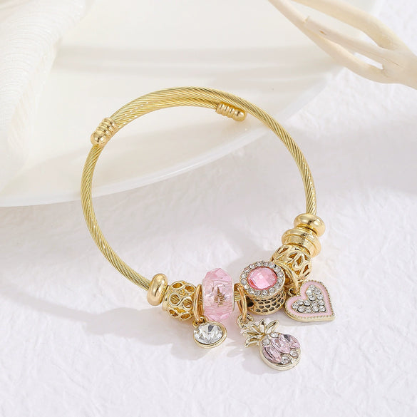 Wholesale Stainless Steel Love Swan Pendant Beaded Bracelet For Women With Diamond Design And Treatment
