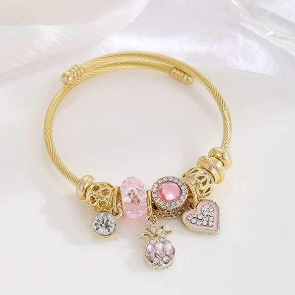 Wholesale Stainless Steel Love Swan Pendant Beaded Bracelet For Women With Diamond Design And Treatment