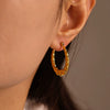 Wholesale Stainless Steel Love Thread Heart Geometric Earrings Plated With Gold