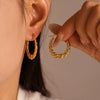 Wholesale Stainless Steel Love Thread Heart Geometric Earrings Plated With Gold