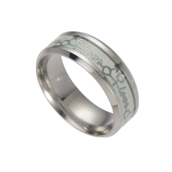 Wholesale Stainless Steel Luminous Lettering Love Couple Ring Electroplated