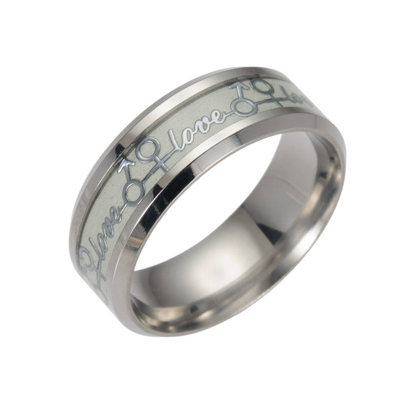 Wholesale Stainless Steel Luminous Lettering Love Couple Ring Electroplated
