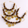 Wholesale Stainless Steel Maillard Retro Brown Beaded Bracelet With Bohemian Sun Pendant For Women