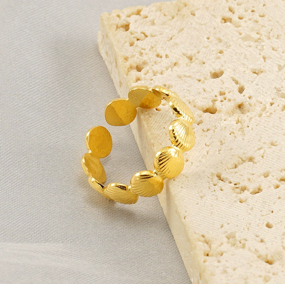 Wholesale Stainless Steel Marine Elements Fashion Geometric Ring Jewelry With Electroplating For Women