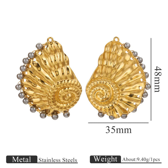 Wholesale Stainless Steel Marine Life Conch Shell Pendant Diy Handmade Jewelry Accessories Electroplated