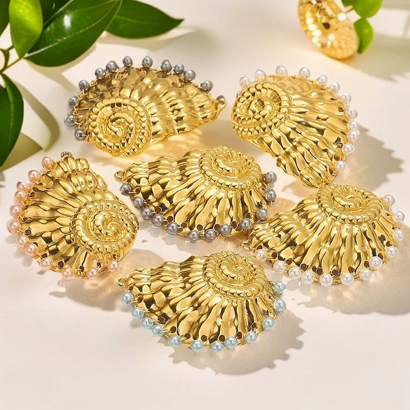 Wholesale Stainless Steel Marine Life Conch Shell Pendant Diy Handmade Jewelry Accessories Electroplated