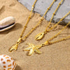 Wholesale Stainless Steel Marine Life Starfish Conch Ins Style Necklace With Geometric Pattern And Electroplating