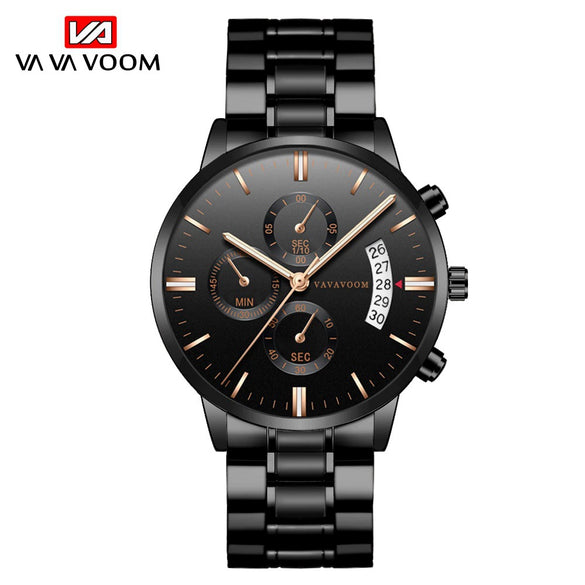 Wholesale Stainless Steel Men's Leisure Quartz Watch With Round Dial Waterproof