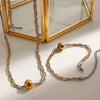 Wholesale Stainless Steel Metal Ball And Cross Necklace And Bracelet Set With 18K Vacuum Plating