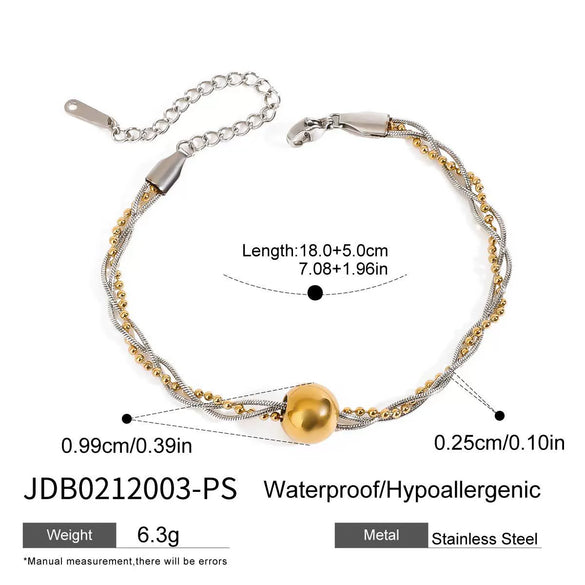 Wholesale Stainless Steel Metal Ball And Cross Necklace And Bracelet Set With 18K Vacuum Plating