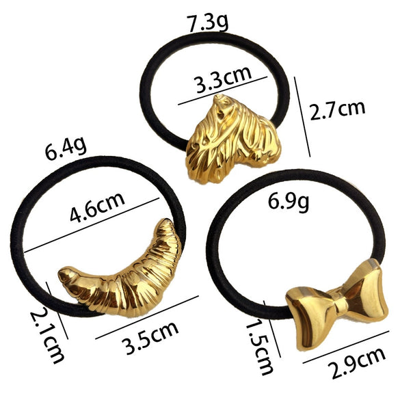 Wholesale Stainless Steel Metal Heartshaped Crescent Geometric Elastic Hair Rope Hair Accessories With Electroplating Treatment