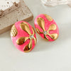Wholesale Stainless Steel Midancient Vintage Oval Drop Earrings With Flower Pattern For Women Electroplated