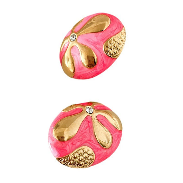 Wholesale Stainless Steel Midancient Vintage Oval Drop Earrings With Flower Pattern For Women Electroplated