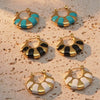 Wholesale Stainless Steel Middle Ancient Style Geometric Ushape Dripping Oil Women's Earrings