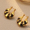 Wholesale Stainless Steel Middle Ancient Style Geometric Ushape Dripping Oil Women's Earrings