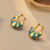 Wholesale Stainless Steel Middle Ancient Style Geometric Ushape Dripping Oil Women's Earrings