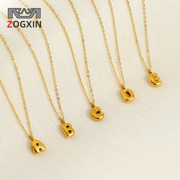 Wholesale 316L Stainless Steel Mini Bubble Letter Pendant Necklace With Electroplating Fashion Simple Temperament