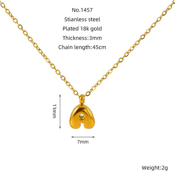 Wholesale 316L Stainless Steel Mini Bubble Letter Pendant Necklace With Electroplating Fashion Simple Temperament