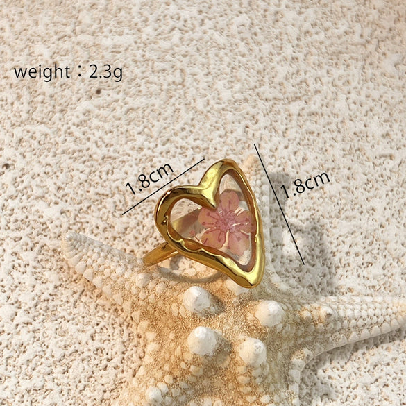 Wholesale Stainless Steel Minimalist Geometric Heart Shape Open Unisex Ring With Electroplating