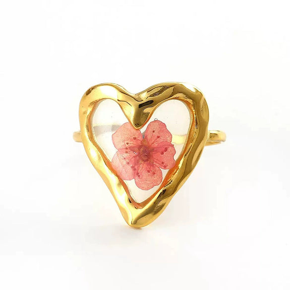 Wholesale Stainless Steel Minimalist Geometric Heart Shape Open Unisex Ring With Electroplating