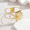 Wholesale Stainless Steel Minimalist Geometric Hollow Buckle Women's Bracelet With 18K Gold Electroplating