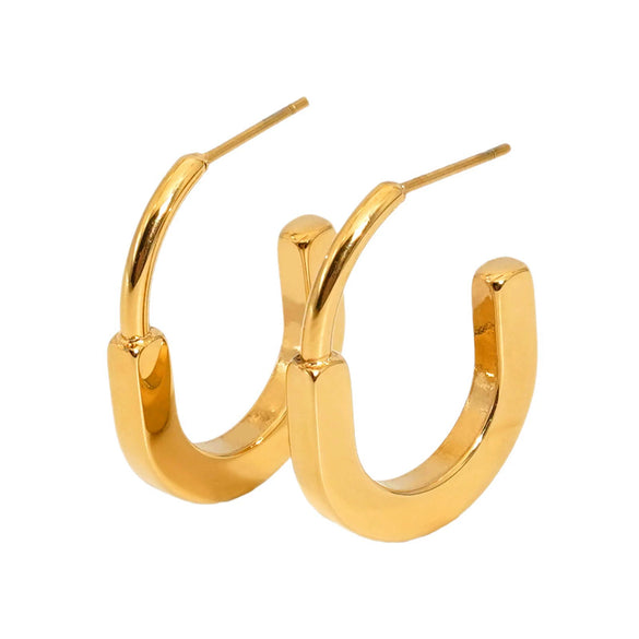 Wholesale Stainless Steel Minimalist Geometric U Shaped Electroplated Women's Earrings