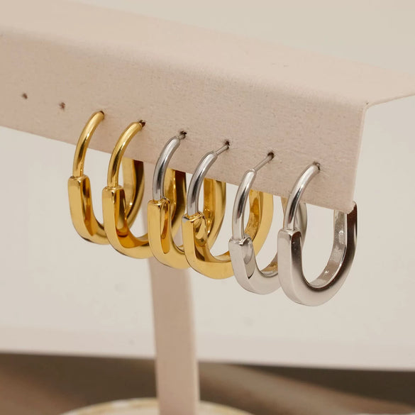 Wholesale Stainless Steel Minimalist Geometric U Shaped Electroplated Women's Earrings