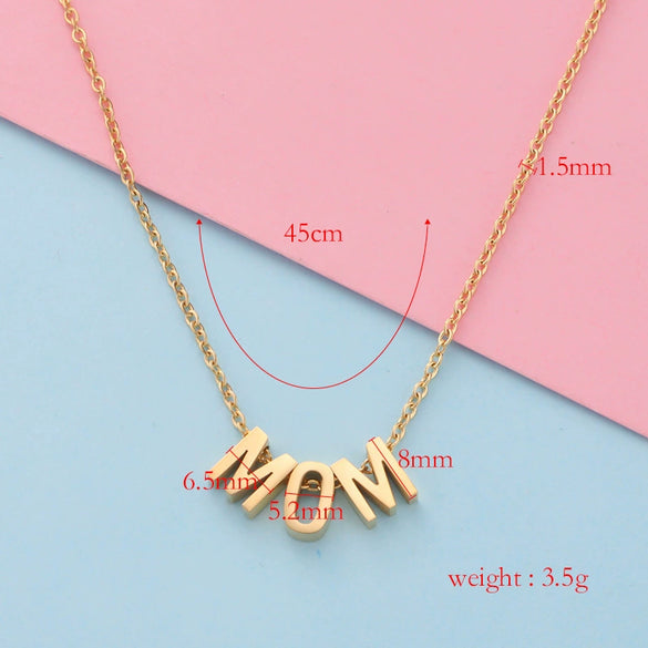 Wholesale Stainless Steel Mirror Polished Letter Pendant Necklace With Water Wave Chain