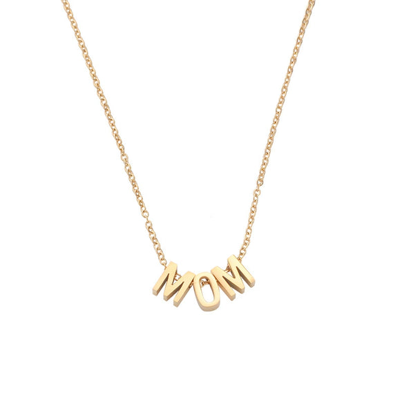 Wholesale Stainless Steel Mirror Polished Letter Pendant Necklace With Water Wave Chain