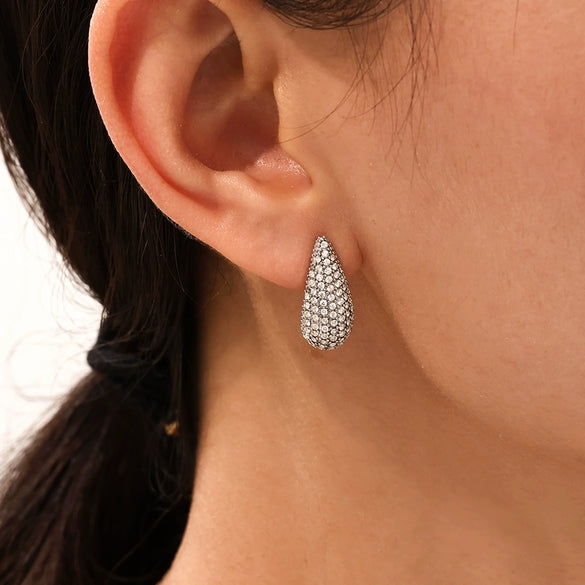 Wholesale Stainless Steel Mixed Color Zircon Water Drops Exquisite Temperament Earrings Pvd Plated 18K Gold For Women