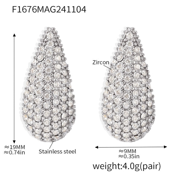 Wholesale Stainless Steel Mixed Color Zircon Water Drops Exquisite Temperament Earrings Pvd Plated 18K Gold For Women