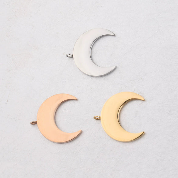 Wholesale Stainless Steel Moon Crescent Horn Pendant Jewelry Accessories Mirror Polished Little Fresh Minimalist Style