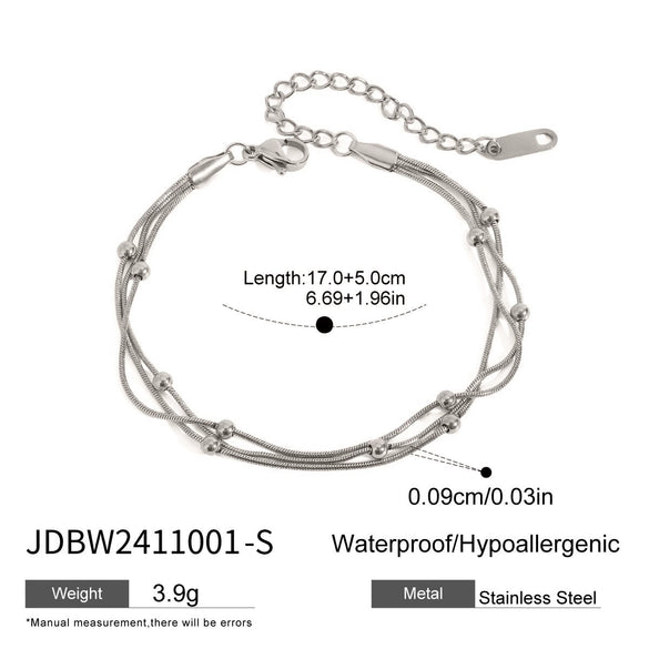 Wholesale Stainless Steel Multilayer Stacked Bracelet With Geometric Design Electroplated Treatment For Women