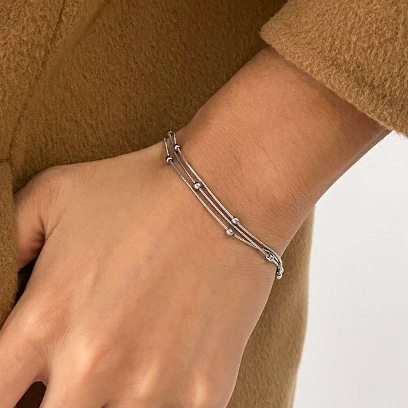 Wholesale Stainless Steel Multilayer Stacked Bracelet With Geometric Design Electroplated Treatment For Women