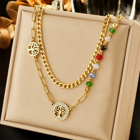 Wholesale Stainless Steel Multilayer Stacked Chain Necklace With Butterfly Snake Star Pendant Electroplated Treatment