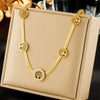 Wholesale Stainless Steel Multilayered Inlaid Green Diamond Metal Necklace Retro Simple Fashion Design Electroplating