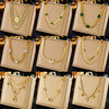 Wholesale Stainless Steel Multilayered Inlaid Green Diamond Metal Necklace Retro Simple Fashion Design Electroplating