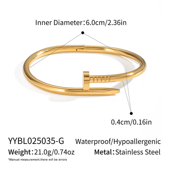 Wholesale Stainless Steel Nail Bracelet Ring Accessories Jewelry With 18K Gold Electroplated Stylish Design